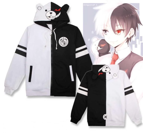 Danganronpa Monokuma Hoodie Hooded Black White Bear Jacket Costumes