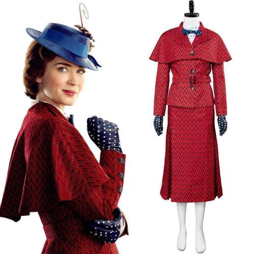 Mary Poppins Returns Costume Mary Poppins Dress Hat Red Version