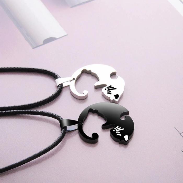 Yin Yang Cat Couple Necklace