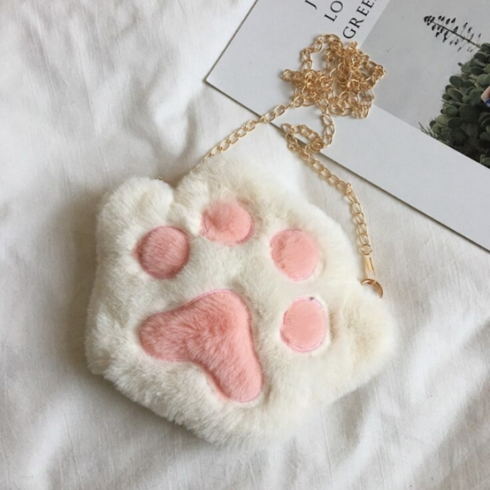 Small Fluffy Cat Paw Crossbody Bag