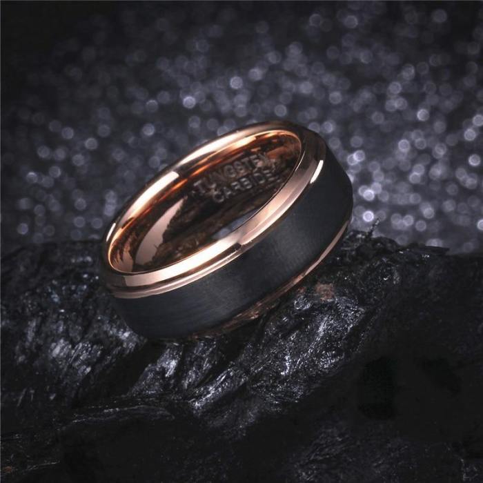 Black Mix Rosegold Tungsten Ring