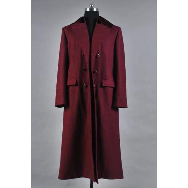 Doctor Who 4Th Doctor Plum Red Long Trench Wool Coat Costume