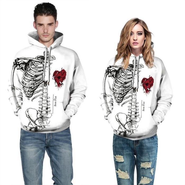 Mens Hoodies 3D Graphic Printed Ugly Christmas Skeleton Pullover