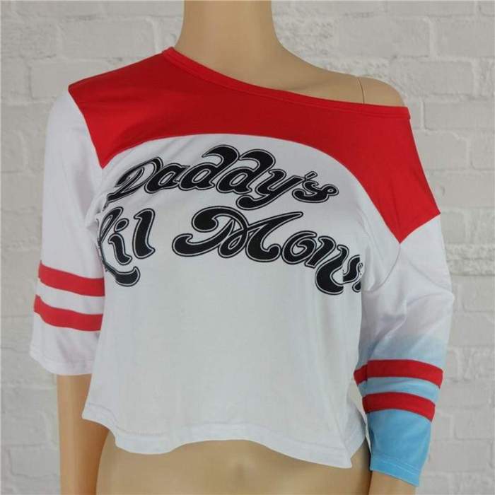 Suicide Squad Harley Quinn Costumes Harley Quinn Cosplay Costume Daddy's Lil Monster T Shirt Halloween Costumes for Women Tee