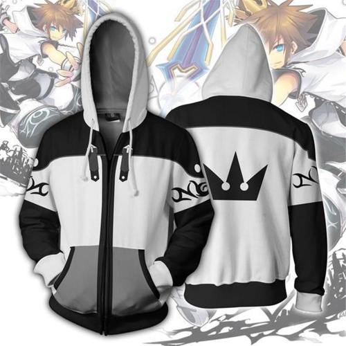 Cosplay Kingdom Hearts Sora Sweatshirts European And 3D Printing Zipper Jacket Hooded Sweater Coat Tops Costume Adult Men Women
