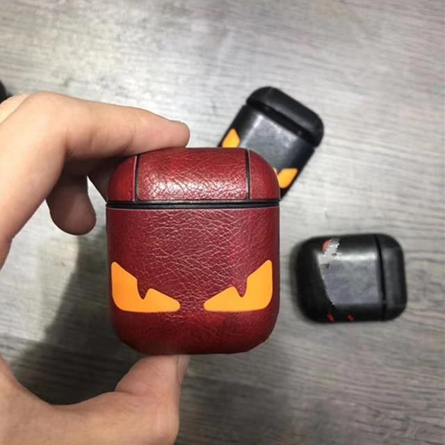 Monster Eyes Leather Apple Airpods Protective Case Cover