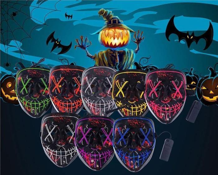 Led Mask Halloween Party Masque Masquerade Masks Neon Maske Light Glow