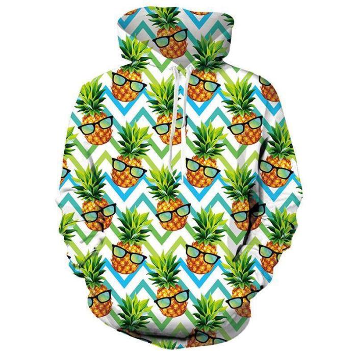 Mens Colorful Hoodies 3D Printing Pineapple Printed Pattern Hooded