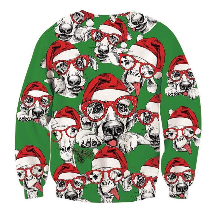 Mens Pullover Sweatshirt 3D Printing Christmas Dog Pattern