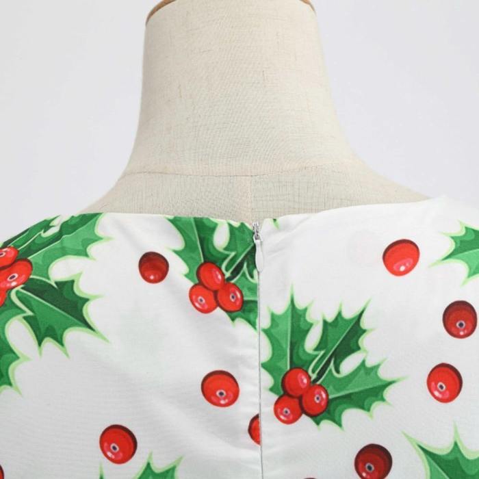 Women'S Long Sleeves Floral Print Christmas Dresses