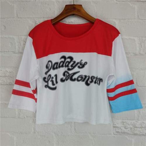 Suicide Squad Harley Quinn Costumes Harley Quinn Cosplay Costume Daddy's Lil Monster T Shirt Halloween Costumes for Women Tee
