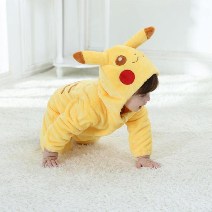Pikachu Costume Cosplay Cartoon Rompers Infant Toddler Baby Jumpsuit