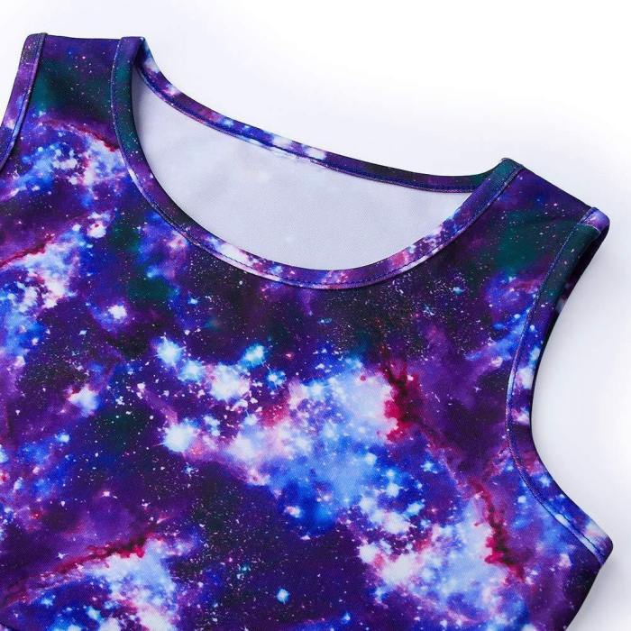 Girls Galaxy Printed Sleeveless Dress