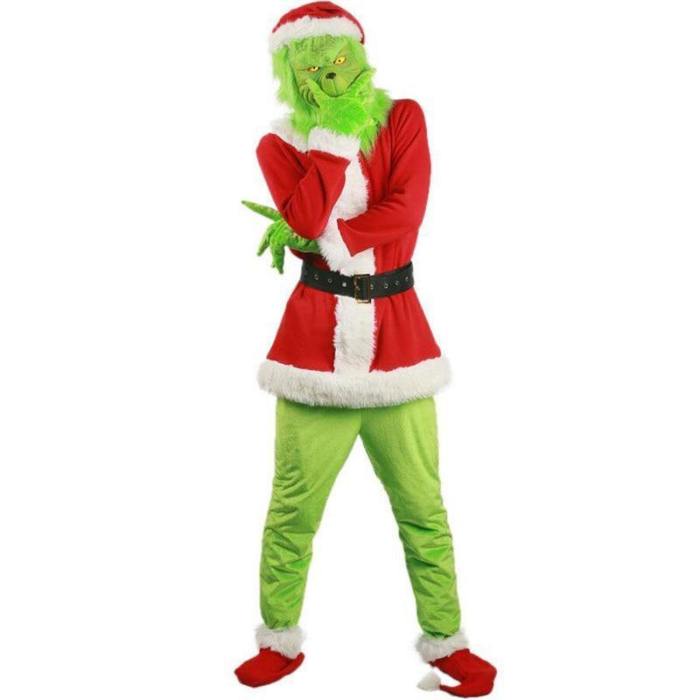 Santa Grinch How The Grinch Stole Christmas Suit Outfits Mask Costumes