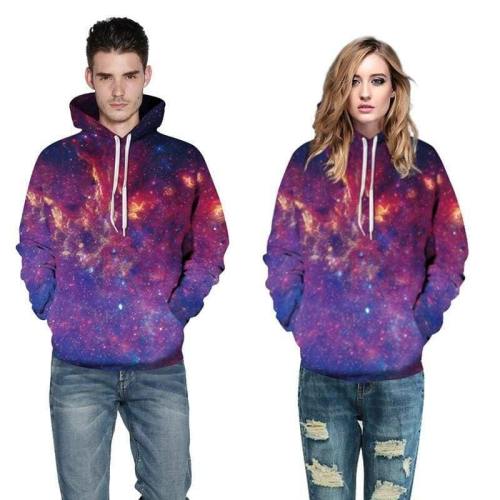 3D Print Hoodie - Purple Galaxy Space Pattern Pullover Hoodie