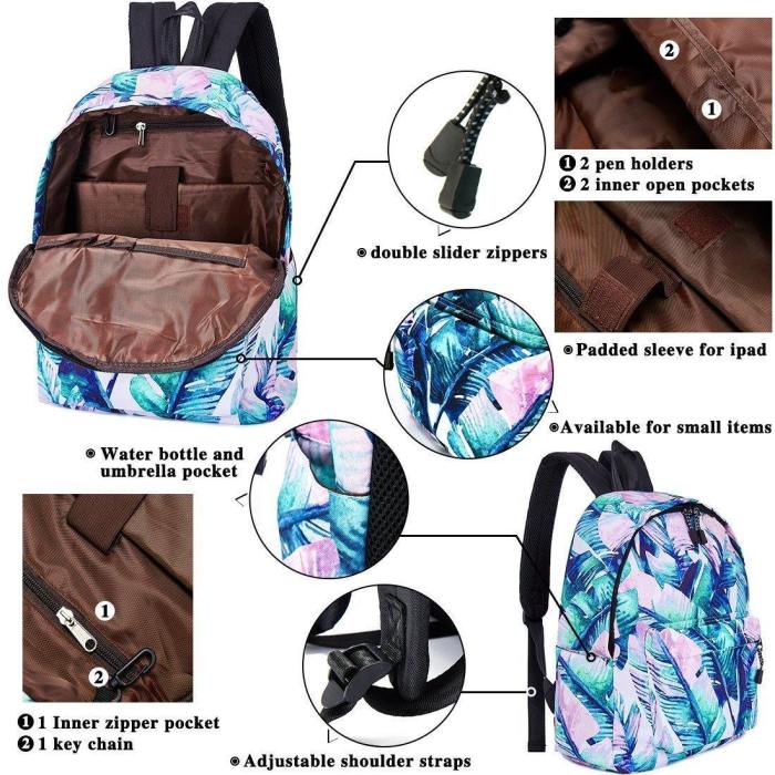 Backpacks For School  Banana Leaves Waterproof Bookbag For Boys Girls