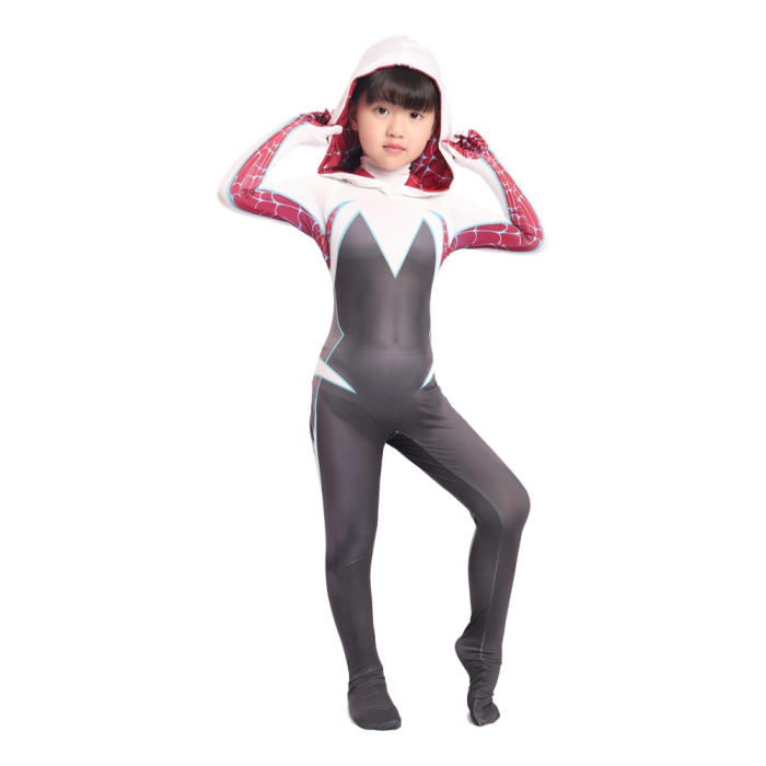 Kids Girl Spider Gwen Stacy Halloween Costume Spiderman Zentai Cosplay