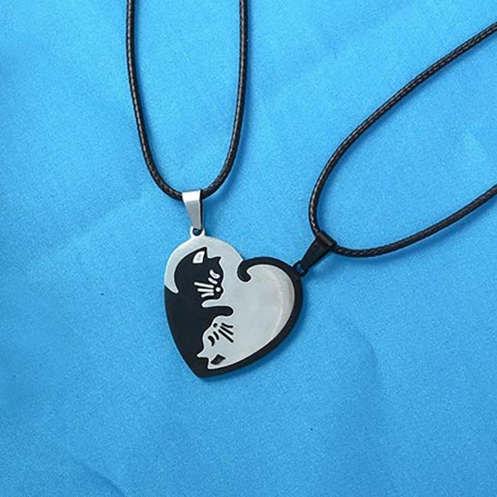 Yin Yang Cat Couple Necklace