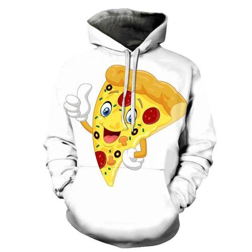 White Pizza 3D Hoodie Sweatshirt Pullover