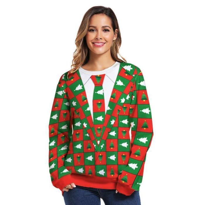 Mens Pullover Sweatshirt 3D Printed Christmas Tree Long Sleeve Shirts
