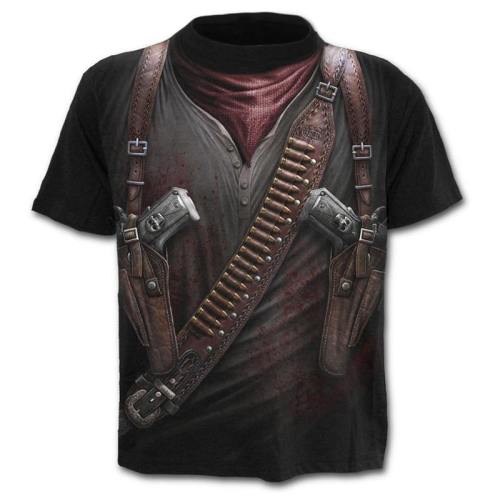 Mens Funny Western Cowboy Printing T Shirt