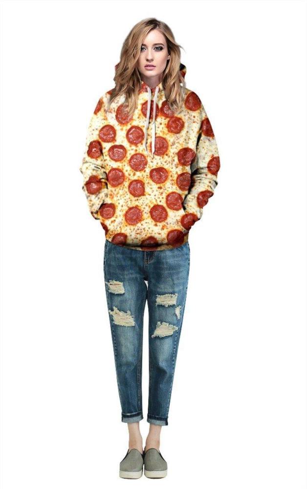 Mens Hoodies 3D Printed Pizza Party Printing Hooded