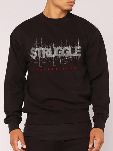 Struggle Never Give Up Graphic Black Sweatshirt For Men