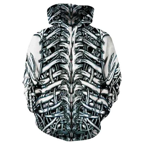 Mens Hoodies 3D Printed Skeleton Pattern Printing Hoodies