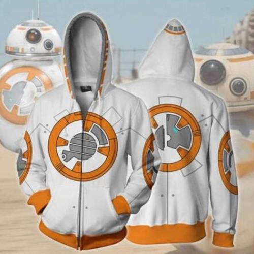 R2-D2 Robot Hoodies Star Wars Robot Sweatshirts R2-D2 Cosplay Costume Zipper Men Women Top