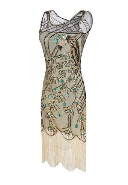 Round Neck Sleeveless Peacock Skirt