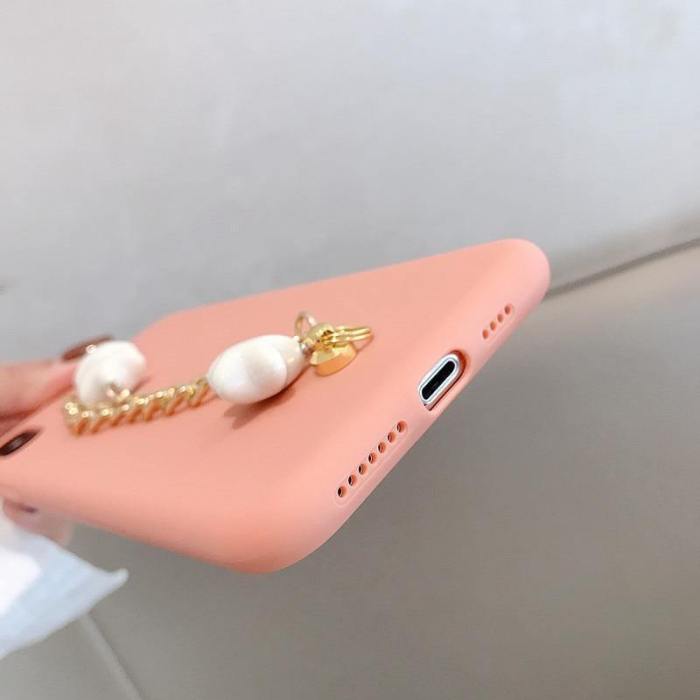 Candy Colors Matte Silicone Phone Case With Stars Bracelet Wrist Strap