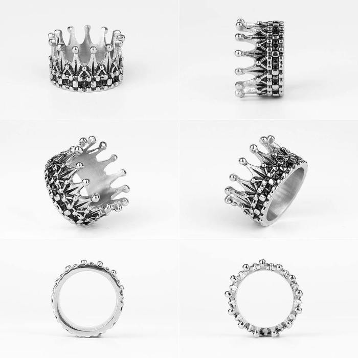 Vintage Stainless Steel Crown Ring