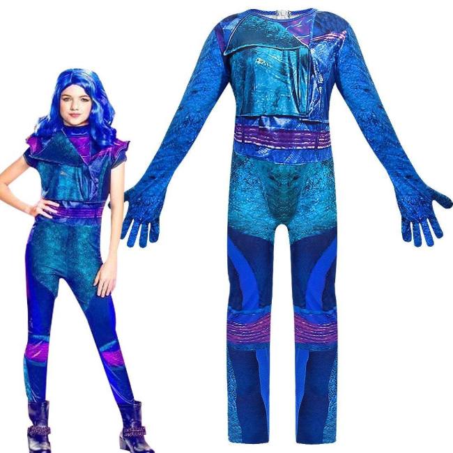 Descendants 3 Evie Cosplay Costume For Kids Girls Halloween Carnival Dress Jumpsuits