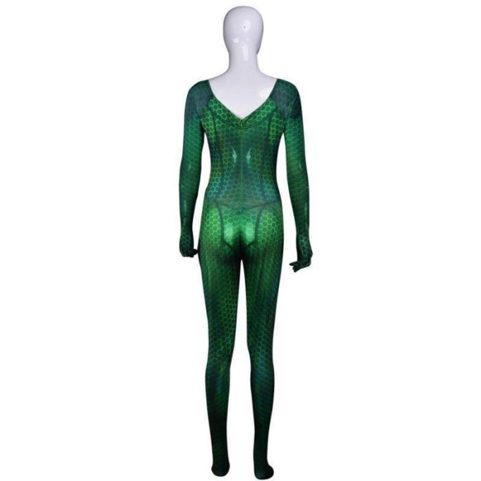 Aquaman Mera Jumpsuit Zentai Cosplay Mera Bodysuit Costume Halloween Women Kids