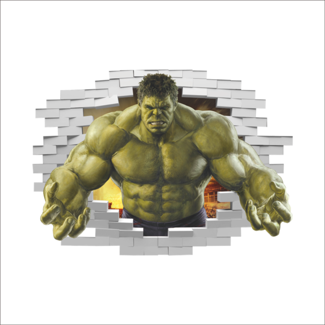 Avengers Hulk Peel Through Wall Sticker 3D Effect Poster Boy'S Gift