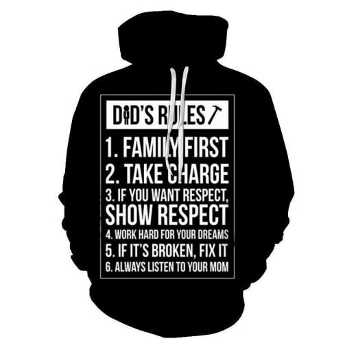 Dad'S Rules 3D Sweatshirt Hoodie Pullover