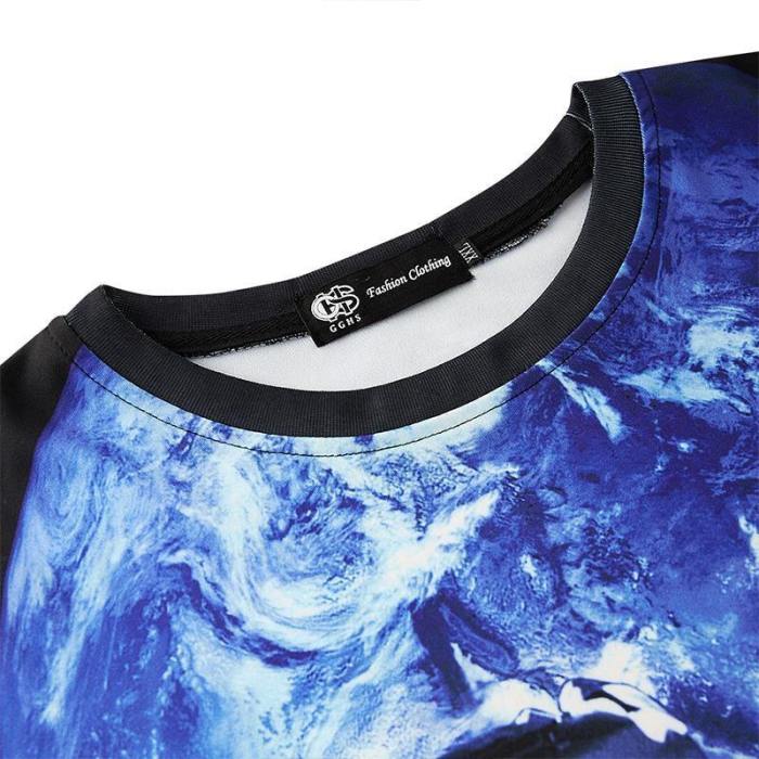 Mens T Shirt Astronaut Printing Pattern Tee