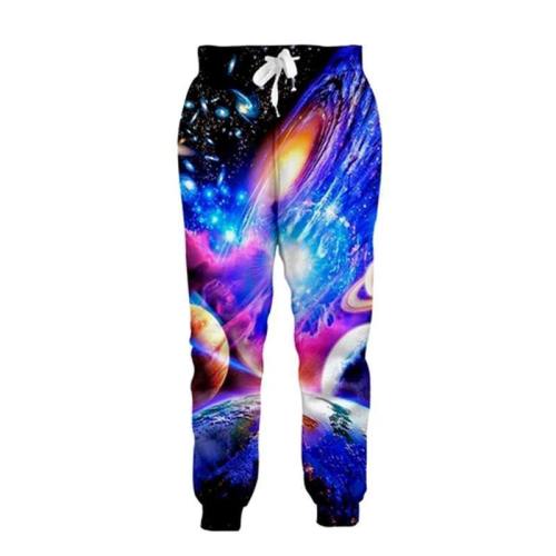 Mens Jogger Pants 3D Printing Planet Galaxy Pattern Trousers