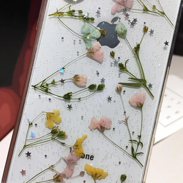 Real Dried Flowers Pressed Flowers Silicone Phone Case
