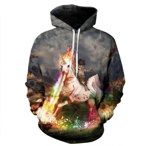 Lightning Cat Hoodie 3D Printed Pullover Sweatshirt