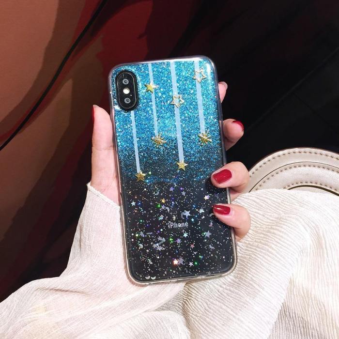Glitter Falling Stars Soft Silicone Phone Case