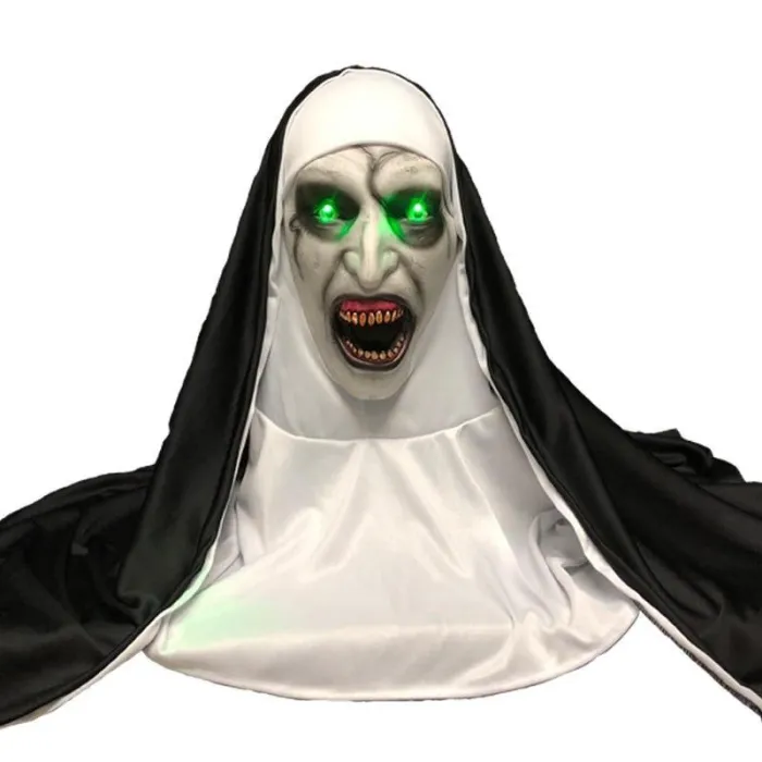 Horror The Nun Led Mask With Headscarf Cosplay Halloween Party Props