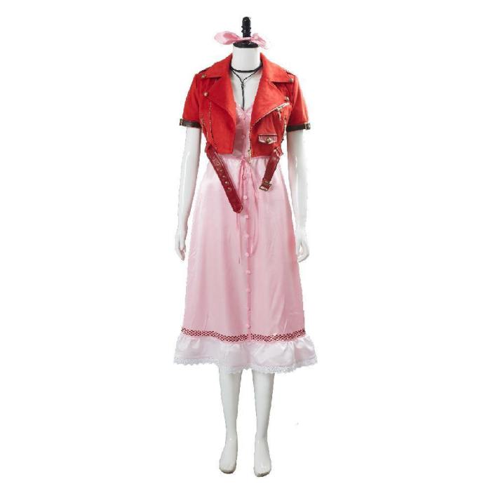 Final Fantasy Vii 7 Aerith Aeris Gainsborough Pink Dress Outfit Cosplay Costume