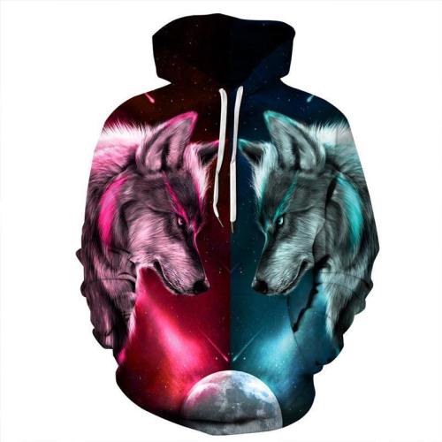 Couples Wolf Galaxy 3D Printed Hoodies