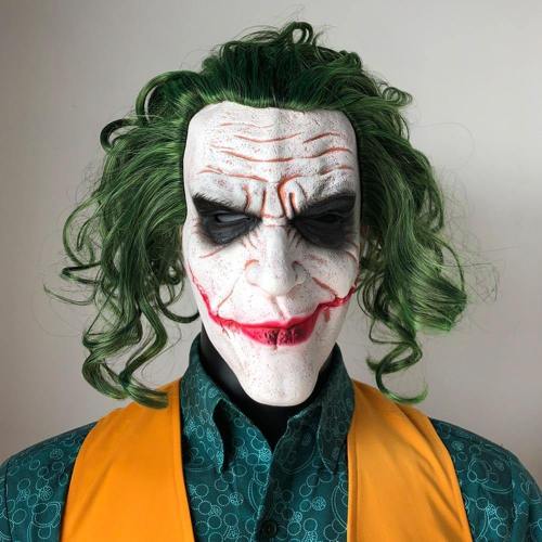 Batman The Dark Knight Horror Clown Joker Cosplay Latex Mask With Wig