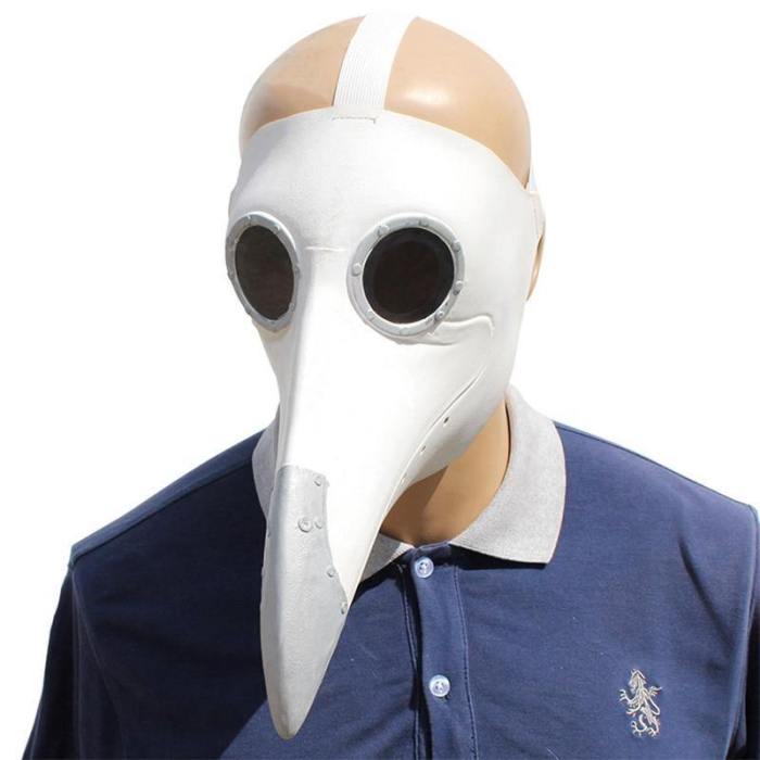 Cosplay Steampunk Plague Doctor Mask White/Black Latex Bird Beak Masks Long Nose Halloween Party Event Ball Costume Props