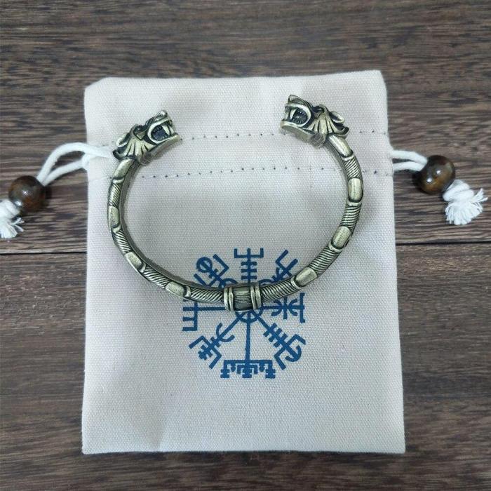 Viking Wolf Head Intricate Bracelet