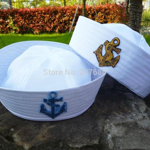5Pcs Child White Sailor Navy Hat Cap With Anchor For Fancy Dress