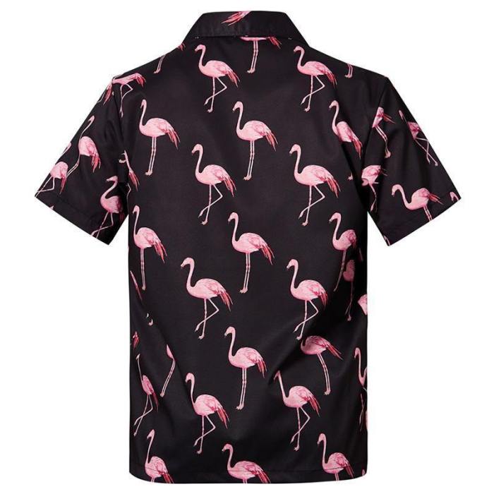 Men'S Hawaiian Shirts Flamingo Printed