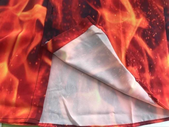 Men'S Hawaiian Shirt Fire Smoke Flame Printing